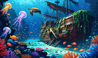 Enchanted Underwater Reef A Sunken Pirate Treasure Wonderland