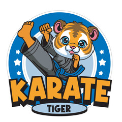 Vector Illustration of Tiger Karate Mascot with Retro Mascot Illustration Available for Logo Badge