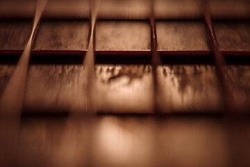 Guitar neck and strings close up. Musical background
