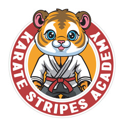 Vector Illustration of Tiger Karate Mascot with Retro Mascot Illustration Available for Logo Badge