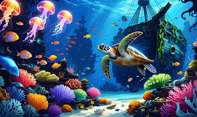 Enchanted Underwater Reef A Sunken Pirate Treasure Wonderland