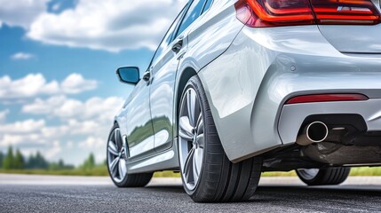 Luxury Sedan on Open Road:  A Glimpse of Automotive Elegance and Performance