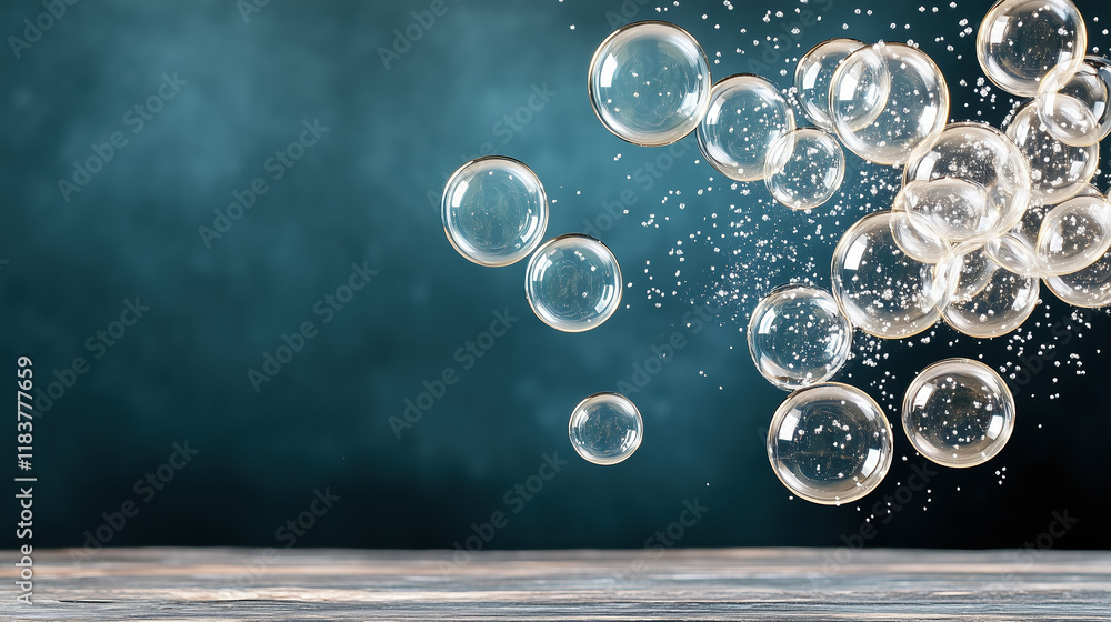 Poster floating bubbles create mesmerizing scene with dreamy atmosphere