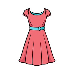 midi dress vector icon, clothing vector illustration - simple illustration of midi dress perfect for logos, and clothing-themed designs.