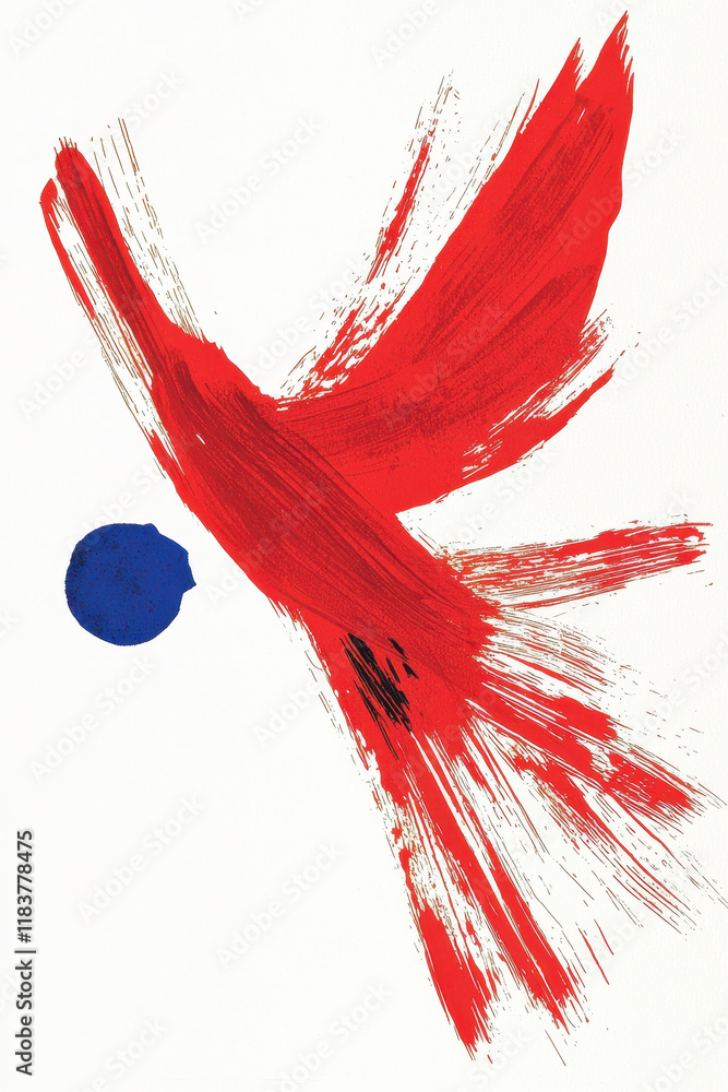 Poster dynamic red and blue abstract design on white background