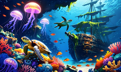 Enchanted Underwater Reef A Sunken Pirate Treasure Wonderland