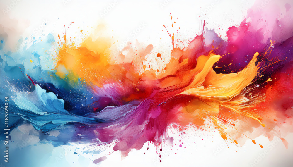 Poster a vibrant splash of colors blending together, creating an abstract art piece showcasing dynamic move