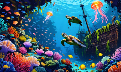 Enchanted Underwater Reef A Sunken Pirate Treasure Wonderland