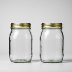 empty glass jar, canning and preserving. With cover and with lid. ,isolated 