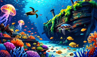 Enchanted Underwater Reef A Sunken Pirate Treasure Wonderland
