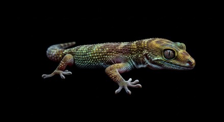 Fototapeta premium A vibrant gecko displays its colorful scales and textured skin
