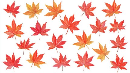 Vibrant autumn leaves falling nature scene digital art isolated background close-up seasonal beauty