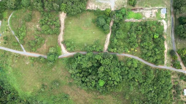 Aerial Drone View Of Pueh Village,With Paddy Field And Back Ground Mountain,Sarawak,Borneo,