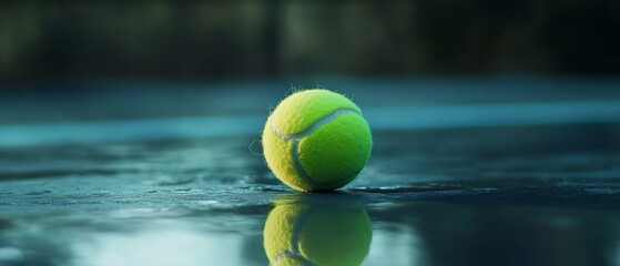 close-up image of a tennis ball on the court