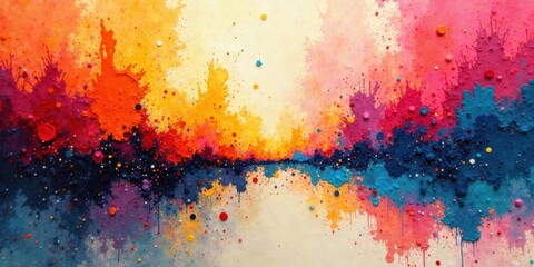 Fototapeta premium Vibrant Hues and Textured Splashes in an Abstract Landscape Painting