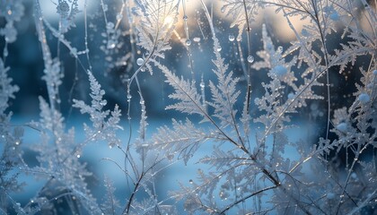 Frost on the branches of a tree