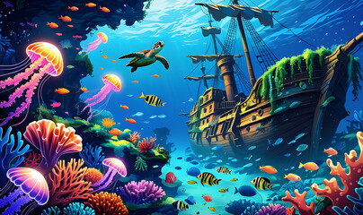 Enchanted Underwater Reef A Sunken Pirate Treasure Wonderland
