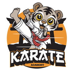 Vector Illustration of Tiger Karate Mascot with Retro Mascot Illustration Available for Tshirt Design