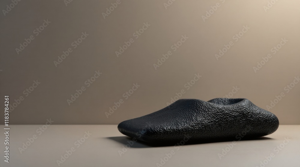Aufkleber abstract black pebble shaped object on neutral background
