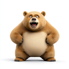 Fototapeta premium Cheerful Grizzly Bear: A joyful, furry friend, standing tall with a big smile!