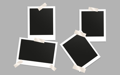  Set of photo frame mockup displayed on a brown background. realistic postcard. Mockup photo frames.