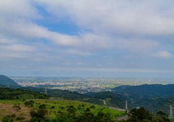 Fototapeta premium High angle view of the landscape of Yilan Plain