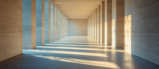 Obraz premium Sunlit Architectural Corridor: A Study in Light and Stone