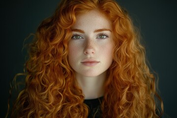 Fototapeta premium Image of a woman with stunning long ginger curls