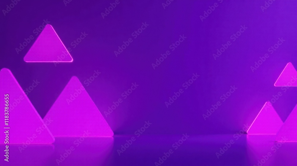 Poster Abstract Purple Triangular Shapes Illuminated on a Reflective Surface
