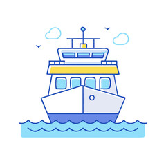 Obraz premium ferry vector icon, vehicles vector illustration - simple illustration of ferry perfect for logos, and vehicles-themed designs.