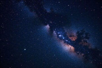 Obraz premium Inky black canvas, countless twinkling stars densely scattered, nebulae, cosmic