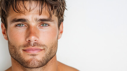 Obraz premium charming man with striking blue eyes and tousled hair
