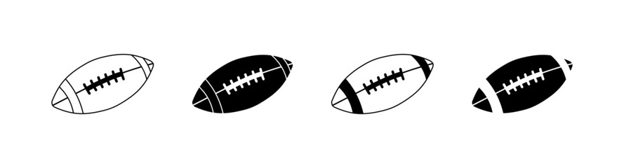 American Ball set icons. Linear and silhouette style. Vector icons.