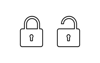 Lock icons. Linear and silhouette style. Vector icons.