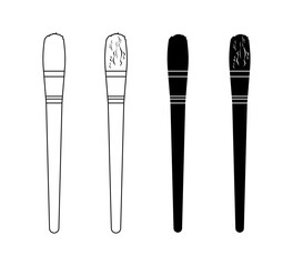 Brush set icons. Linear and silhouette style. Vector icons.