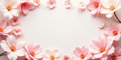 Fototapeta premium Delicate Pink Blossoms Frame a Soft Pink Background for Elegant Designs