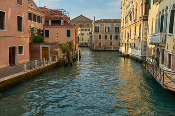 Grand Canal in Venice at the sunset.