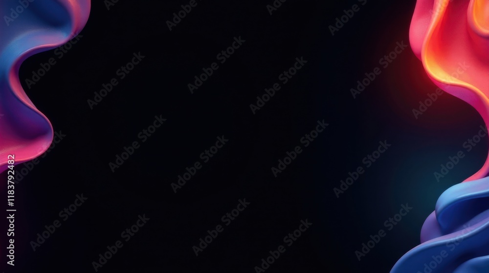 Poster Abstract Colorful Swirling Shapes on Dark Background Perfect for Modern Design Projects