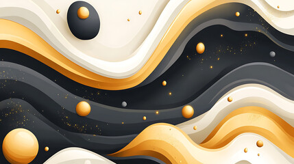 Abstract Gold Black White Wave Design Background