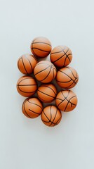 Obraz premium flat-lay image of pile of basketballs