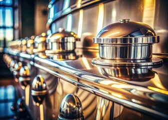 Gleaming brushed stainless steel, ASTM 304. Industrial texture, vintage photo style.