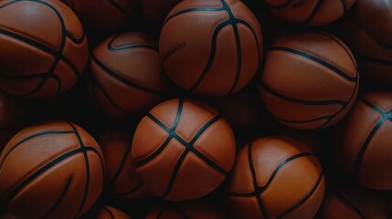 flat-lay image of pile of basketballs