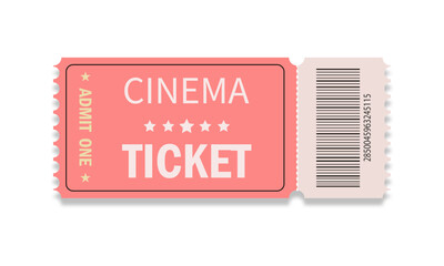 Cinema ticket isolated on white background.	