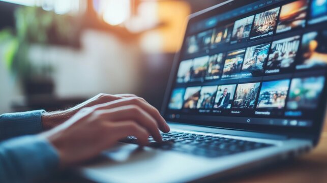 Photo Editing on Laptop: A Man Works on Images