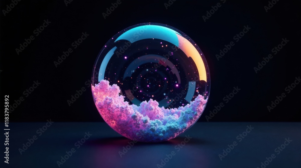 Poster Cosmic Nebula Encapsulated Within a Luminous Glass Sphere