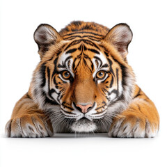 Obraz premium Striking Tiger Cub: A Close Encounter with Nature's Majesty.