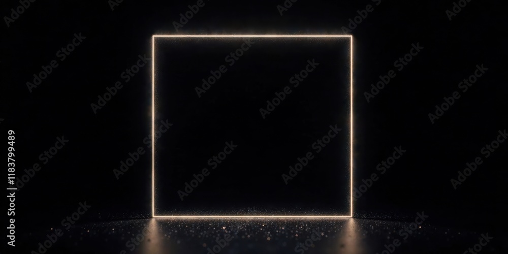 Aufkleber illuminated square frame glowing in dark setting with sparkle dust