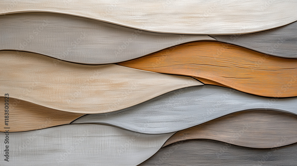 Poster Textured layered patterns create sense of rhythm and flow in neutral tones