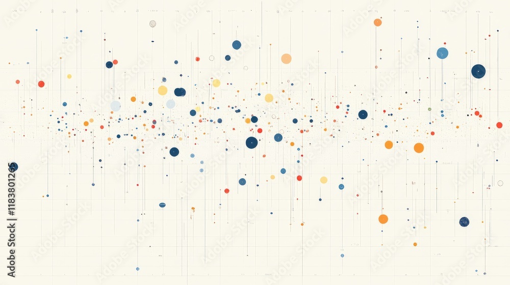 Poster a scatter plot chart analyzing stock correlations, with data points spread across a grid, emphasizin