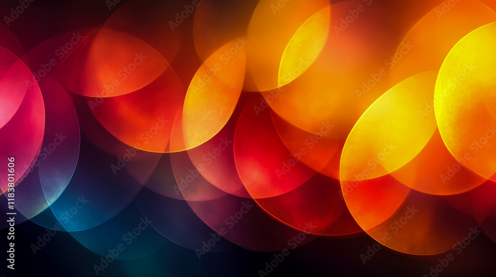 Aufkleber abstract warm-colored circles: an artistic composition of overlapping luminescent shapes